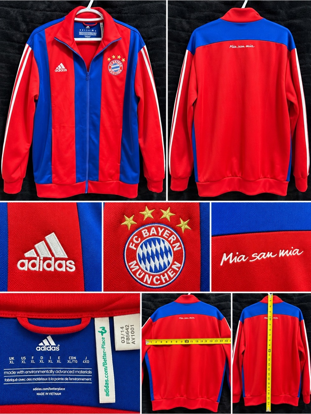 Adidas FC Bayern Munich 2014/15 Track Jacket Men’s XL F85642 Red Blue
